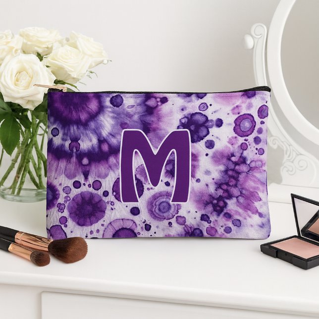 Fun Purple Violet Pink Batik Circles Art Pattern Accessory Pouch (Creator Uploaded)