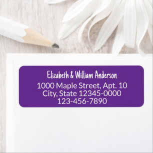 Fun Purple White Name Phone Number Return Address