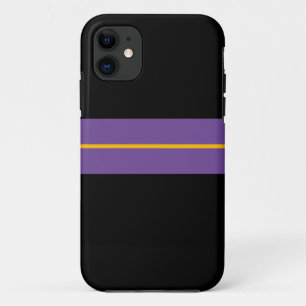 Fun Purple Yellow Racing Stripes Black Background iPhone 11 Case