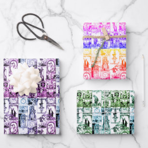 Fun Quirky Colorful Rainbow Vintage Tarot Card Wrapping Paper Sheet