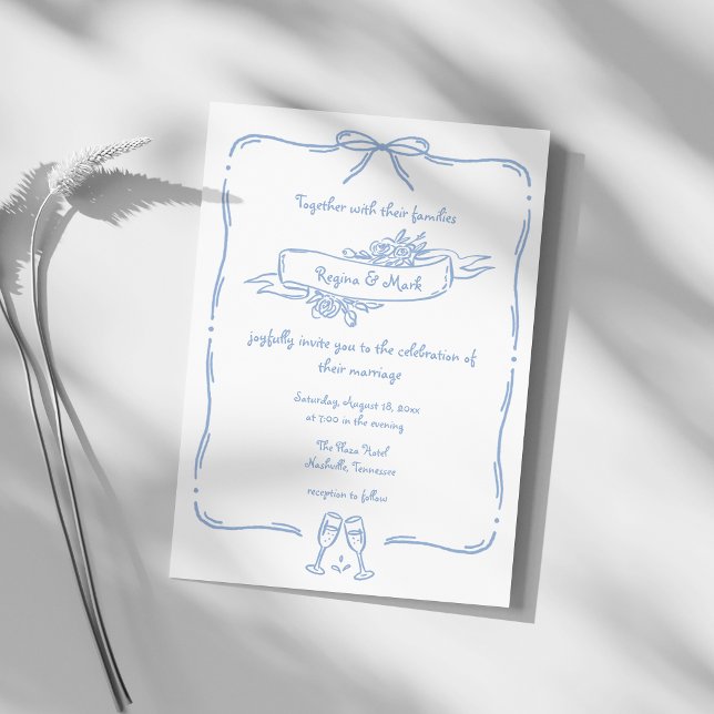 Fun Quirky Hand Drawn Doodle Wedding Invitation (Creator Uploaded)