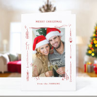 Fun Quirky Red Doodle Christmas Photo Frame
