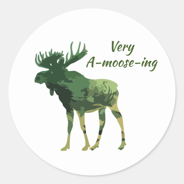 Fun Quote Find this Amoosing Moose   Classic Round Sticker (Front)