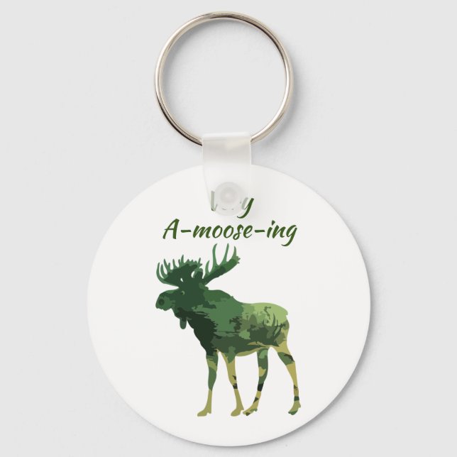 Fun Quote Find this Amoosing Moose T-Shirt Keychain (Front)