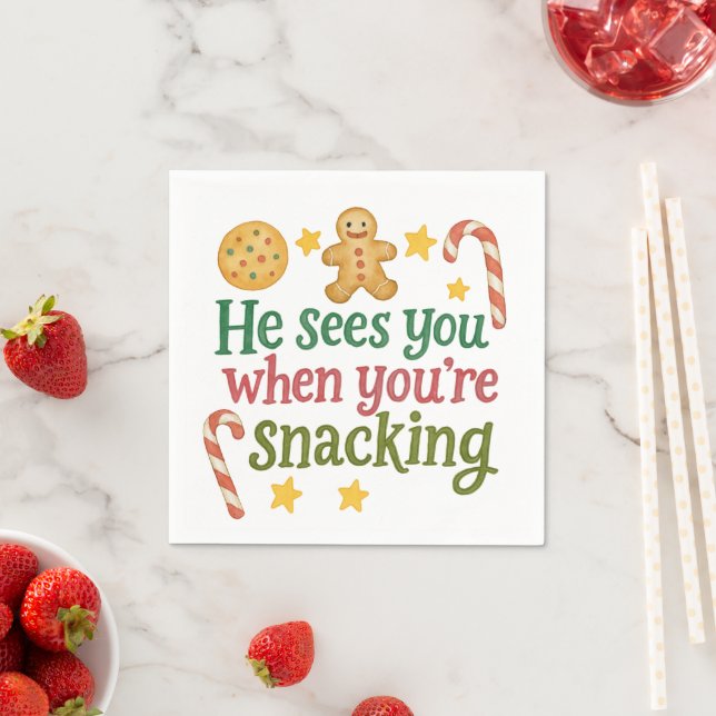 Fun Quote Sees you while snacking Christmas  Napkin (Insitu)