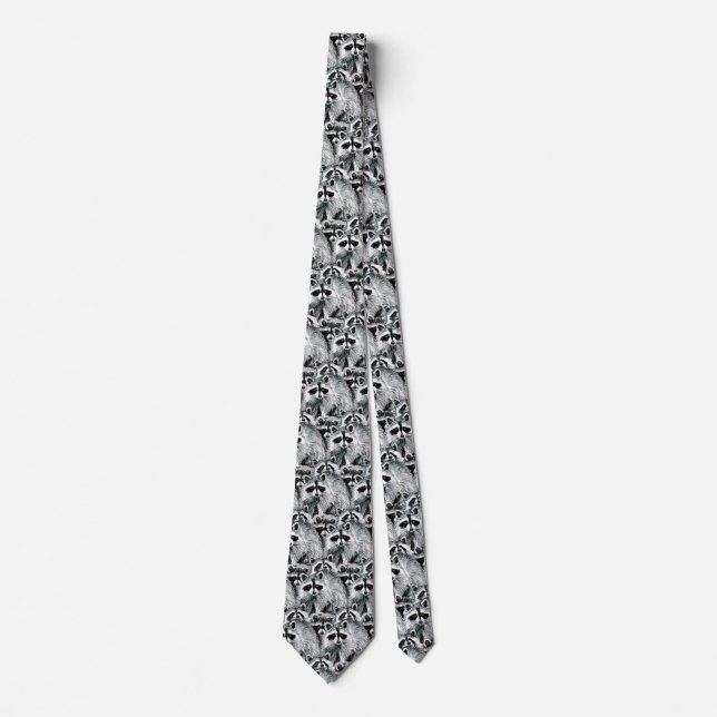 Fun Raccoon Family Animal Nature Art Tie (Front)