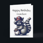 Fun Raccoon Grandson Baseball Birthday Animal Card<br><div class="desc">Fun Raccoon Grandson Baseball Birthday Animal</div>