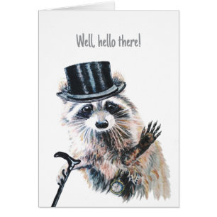 Fun Raccoon Waving Bonjour Là !