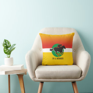 FUN - Racehorse Jockey - I AM A WINNER Throw Pillow