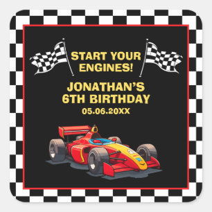 Fun Racing Driver Birthday Boy Square Sticker