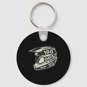 Fun Racing Through 100 Days of School - Race Helme Keychain