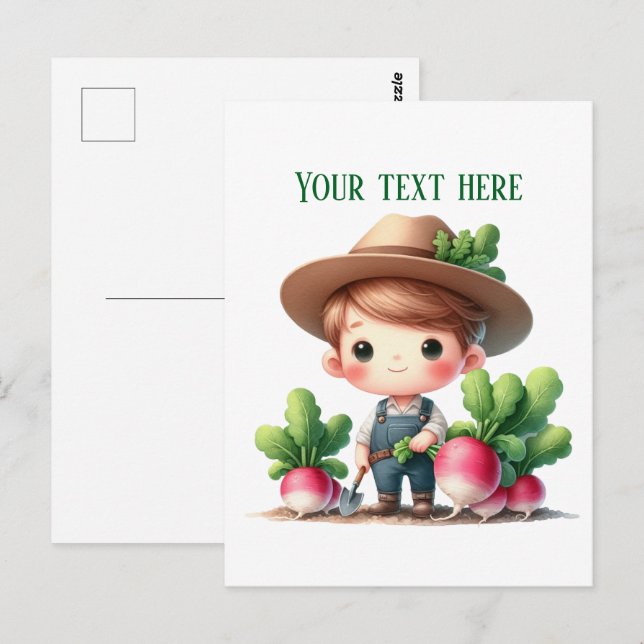 Fun Radishes farmer customizable  Postcard (Front/Back)