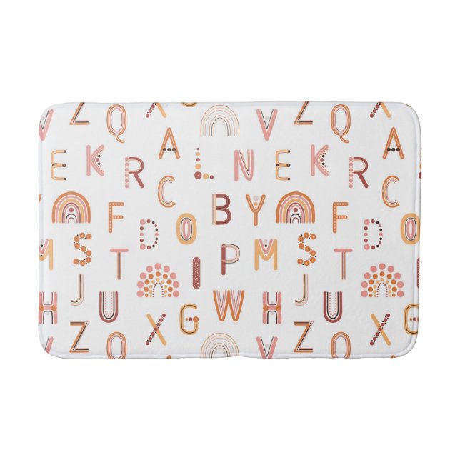 Fun Rainbow Alphabet Pattern Bath Mat (Front)