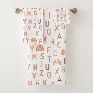 Fun Rainbow Alphabet Pattern Bath Towel Set