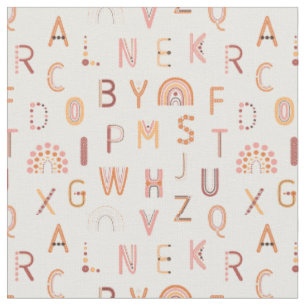 Fun Rainbow Alphabet Pattern Fabric