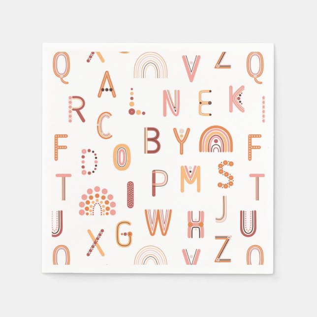 Fun Rainbow Alphabet Pattern Napkin (Front)