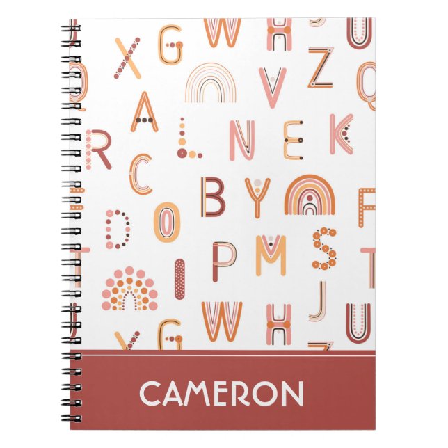 Fun Rainbow Alphabet Pattern Notebook (Front)