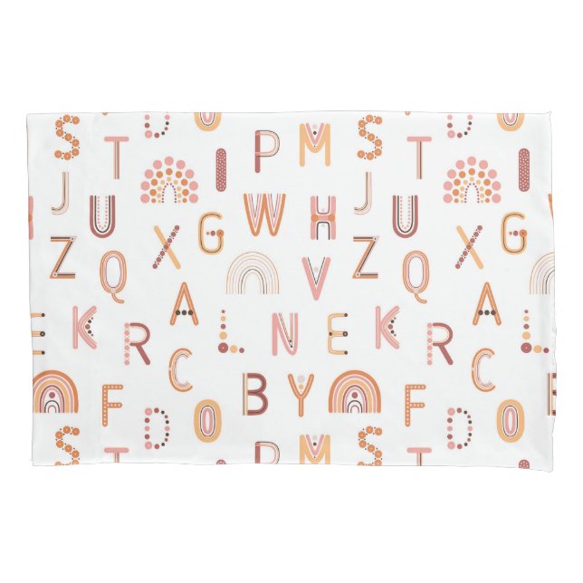 Fun Rainbow Alphabet Pattern Pillowcase (Front)