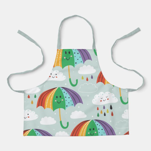 Fun Rainbow And Umbrella Cartoon Pattern Apron (Front)