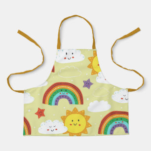 Fun Rainbow Cloud And Sun Cartoon Pattern Apron