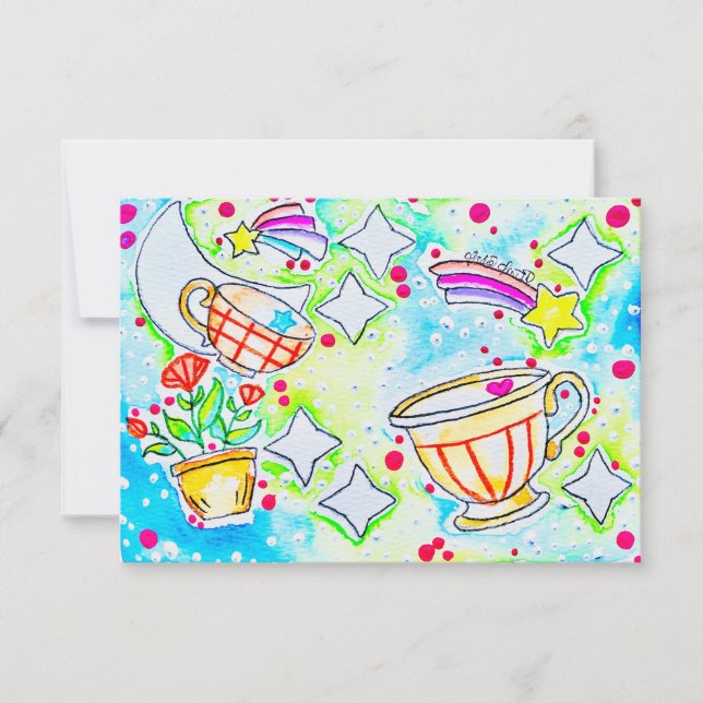 Fun Rainbow Coffee Thank You Card (Front)