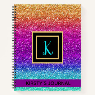 Fun Rainbow Gradient Glitter Luxury Journal