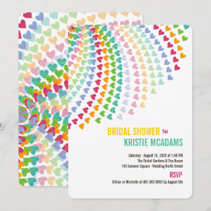 Fun Rainbow Hearts Sprinkles Bridal Shower Invite