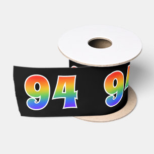 Fun, Rainbow Pattern "94" Event Number (Black) Satin Ribbon