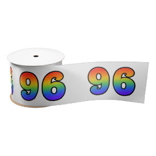 Fun, Rainbow Pattern "96" Event Number (Grey) Satin Ribbon