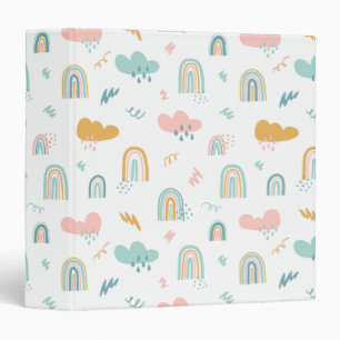 Fun Rainbow & Rain Cloud Pattern Binder