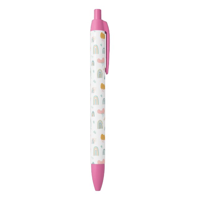 Fun Rainbow & Rain Cloud Pattern Black Ink Pen (Bottom (Vertical))
