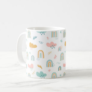 Fun Rainbow & Rain Cloud Pattern Coffee Mug