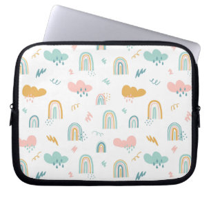 Fun Rainbow & Rain Cloud Pattern Laptop Sleeve