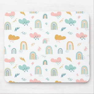 Fun Rainbow & Rain Cloud Pattern Mouse Pad