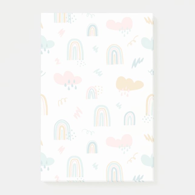 Fun Rainbow & Rain Cloud Pattern Post-it Notes (Front)