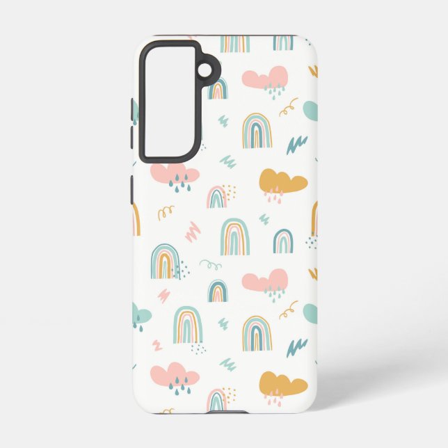 Fun Rainbow & Rain Cloud Pattern Samsung Galaxy S21 Case (Back)