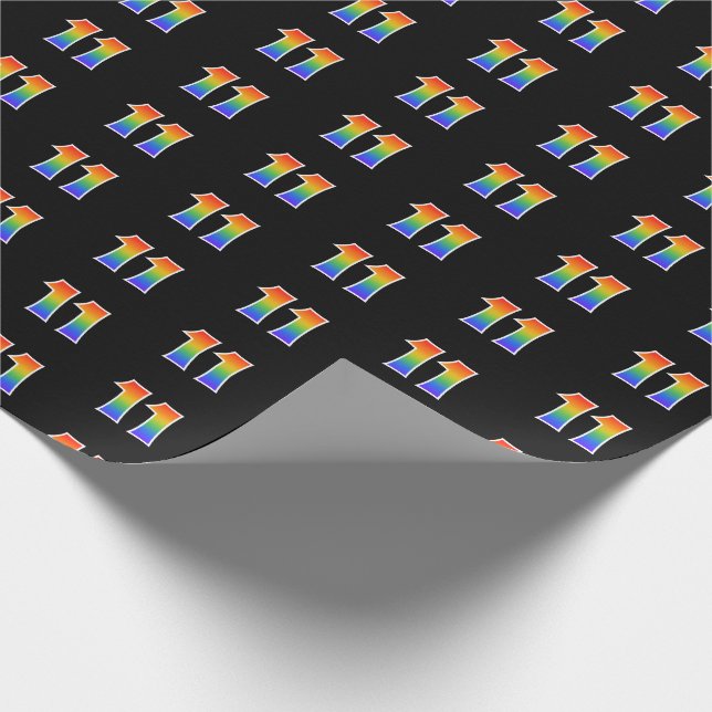 Fun Rainbow Spectrum Pattern "11" Event Number Wrapping Paper (Corner)