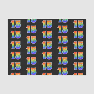 Fun Rainbow Spectrum Pattern "15" Event Number Tissue Paper