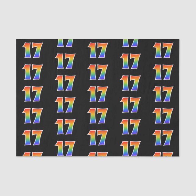 Fun Rainbow Spectrum Pattern "17" Event Number Tissue Paper (Front)