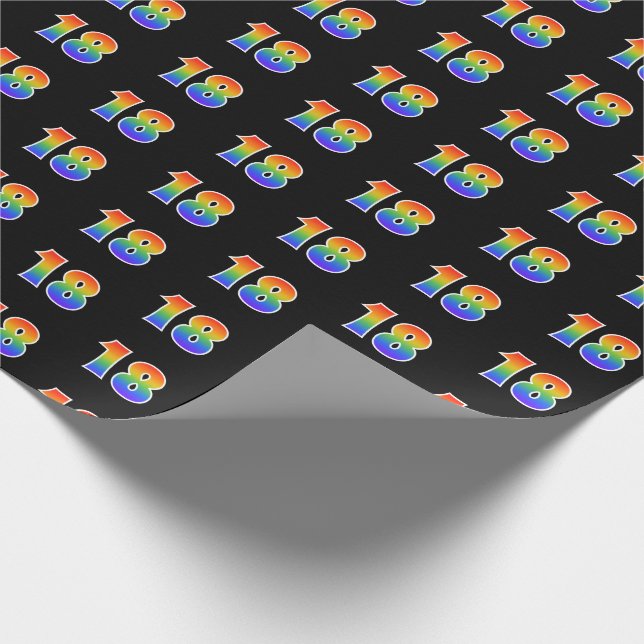 Fun Rainbow Spectrum Pattern "18" Event Number Wrapping Paper (Corner)