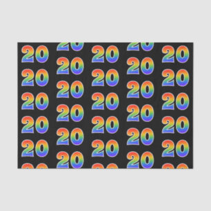 Fun Rainbow Spectrum Pattern "20" Event Number Tissue Paper