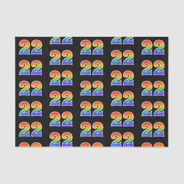 Fun Rainbow Spectrum Pattern "22" Event Number Tissue Paper (Front)
