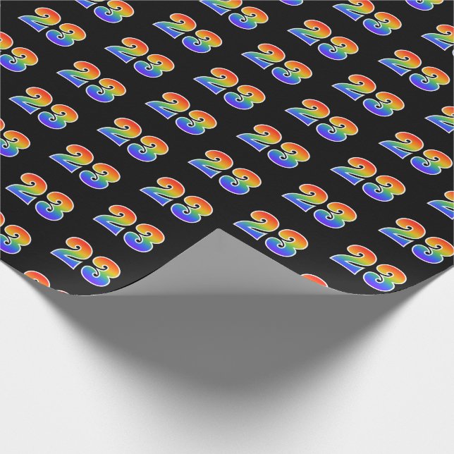 Fun Rainbow Spectrum Pattern "23" Event Number Wrapping Paper (Corner)