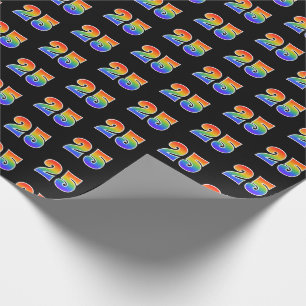Fun Rainbow Spectrum Pattern "25" Event Number Wrapping Paper