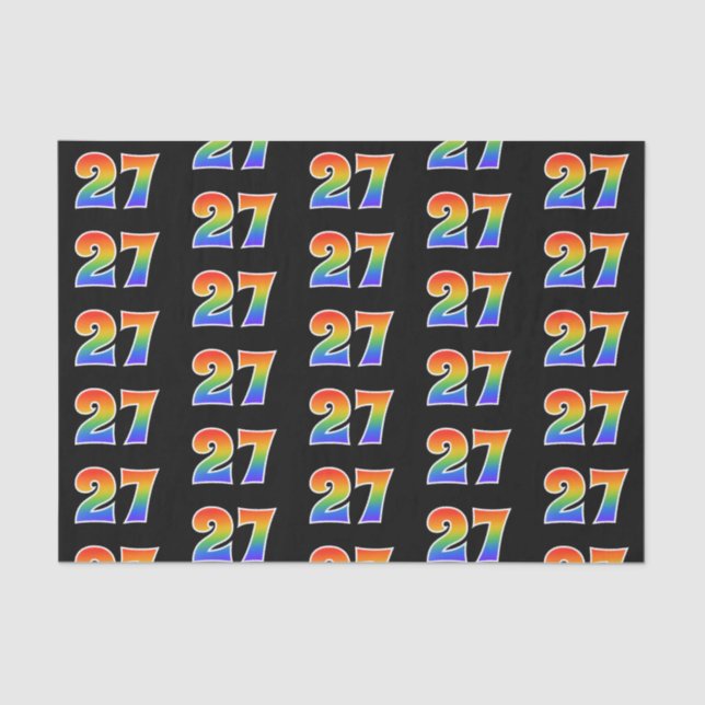 Fun Rainbow Spectrum Pattern "27" Event Number Tissue Paper (Front)