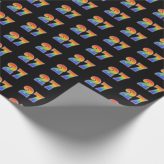 Fun Rainbow Spectrum Pattern "27" Event Number Wrapping Paper (Corner)
