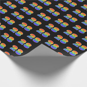Fun Rainbow Spectrum Pattern "28" Event Number Wrapping Paper