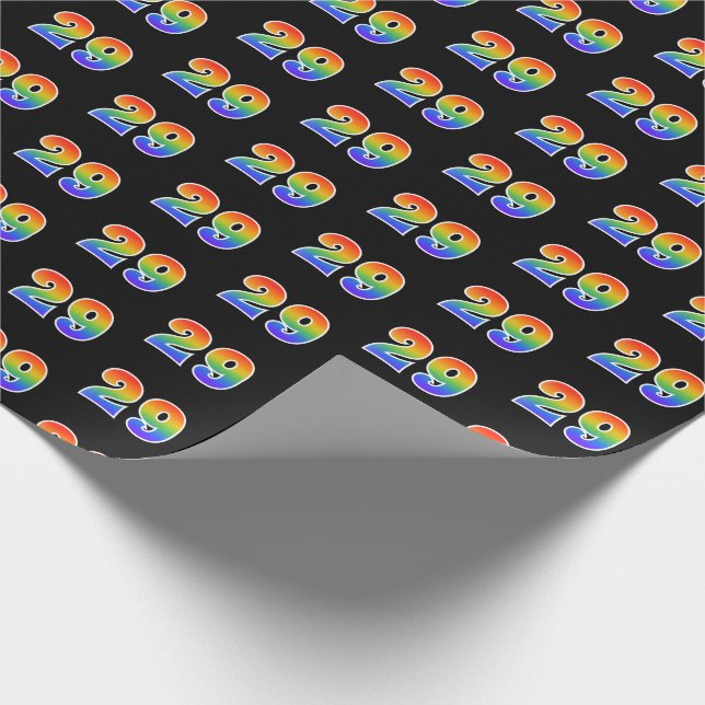 Fun Rainbow Spectrum Pattern "29" Event Number Wrapping Paper (Corner)