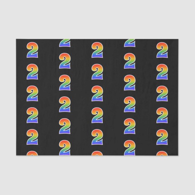 Fun Rainbow Spectrum Pattern "2" Event Number Tissue Paper (Front)
