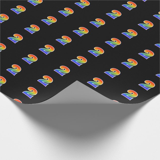 Fun Rainbow Spectrum Pattern "2" Event Number Wrapping Paper (Corner)